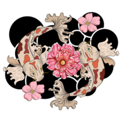 Pisces Beautiful Zodiac Fish On Floral Black Sticker