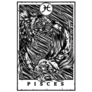 Pisces Blackwork Tarot Card Sticker