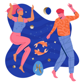 Pisces Couple Zodiac Dancing Sticker