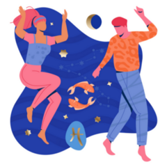 Pisces Couple Zodiac Dancing Sticker