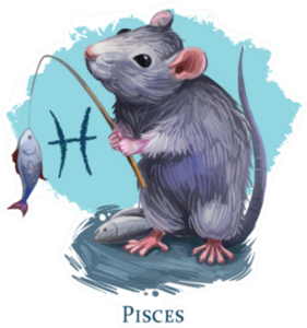Pisces Creative Illustration Of Astrological Sign Rat Sticker