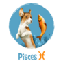 Pisces Dog and Fish Illustration Sticker