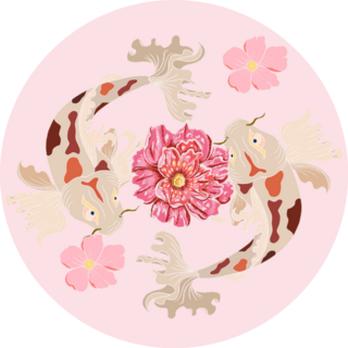 Pisces Fish On Floral Sticker