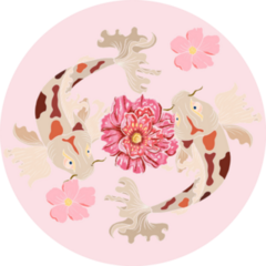 Pisces Fish On Floral Sticker