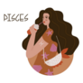 Pisces Girl Drinking Coffee Sticker
