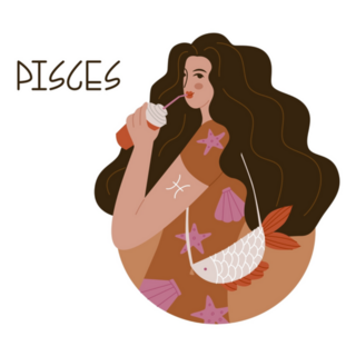 Pisces Girl Drinking Coffee Sticker