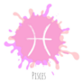 Pisces Horoscope Icon Pink Paint Splat Sticker