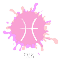 Pisces Horoscope Icon Pink Paint Splat Sticker