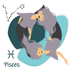 Pisces Illustration Two Girls Floating Sticker