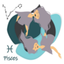 Pisces Illustration Two Girls Floating Sticker