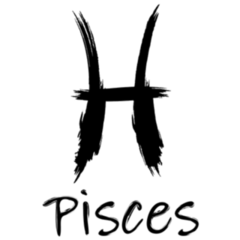 Pisces Painted With A Black Brush Sticker