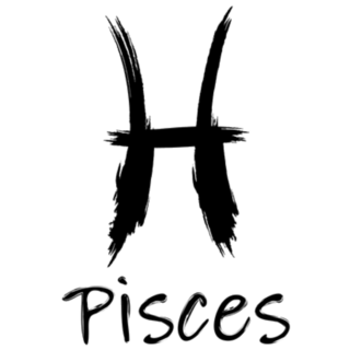 Pisces Painted With A Black Brush Sticker