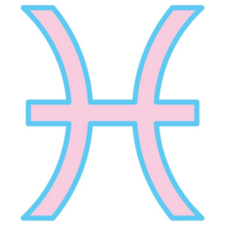 Pisces Pink And Blue Sign Icon Sticker