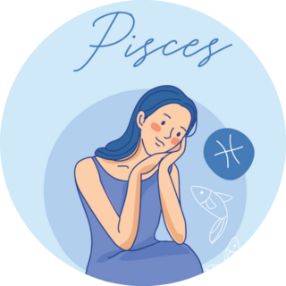 Pisces : Pretty Girl On Pastel Blue Sticker