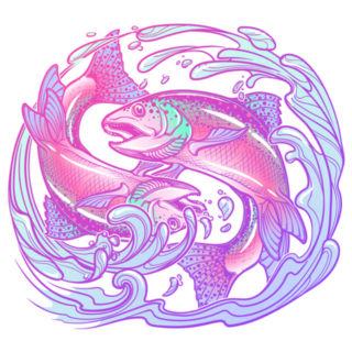 Pisces Two Fishes Jumping From The Water Sticker