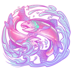 Pisces Two Fishes Jumping From The Water Sticker