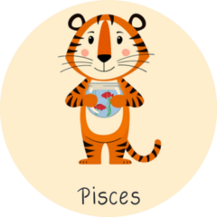 Pisces Zodiac Cute Tiger Sticker
