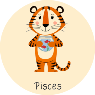 Pisces Zodiac Cute Tiger Sticker