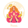 Pisces Zodiac Female Speaking To Fish Sticker