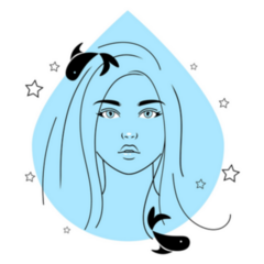 Pisces Zodiac Girl In Raindrop Sticker