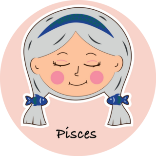 Pisces Zodiac Girl With Pigtails Sticker