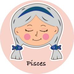 Pisces Zodiac Girl With Pigtails Sticker