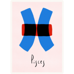 Pisces Zodiac Illustration Delicate Abstract Sticker