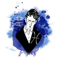 Pisces Zodiac Man Watercolor Underwater Sticker