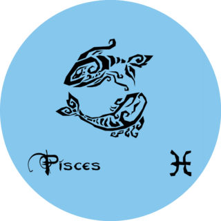 Pisces Zodiac Sign Art On Blue Sticker