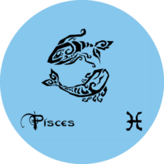 Pisces Zodiac Sign Art On Blue Sticker