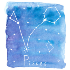 Pisces Zodiac Sign Blue Watercolor Illustration Sticker