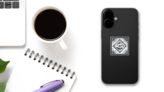 Pisces Zodiac Sign Boho Sun And Fish Sticker on a Phone (New) example