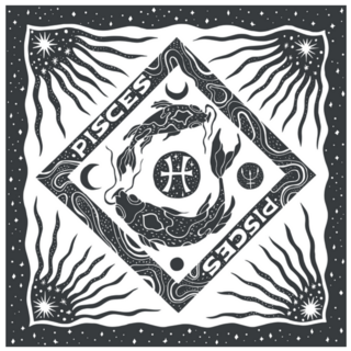 Pisces Zodiac Sign Boho Sun And Fish Sticker