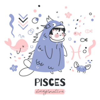 Pisces Zodiac Sign Character For Kids Sticker