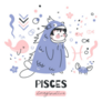 Pisces Zodiac Sign Character For Kids Sticker