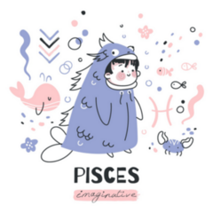 Pisces Zodiac Sign Character For Kids Sticker