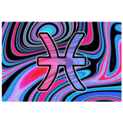 Pisces Zodiac Sign Funky Trippy Sticker