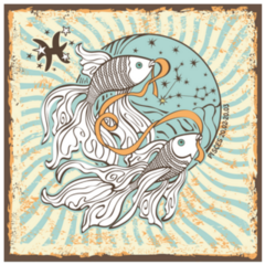 Pisces Zodiac Sign Horoscope Shabby Vintage Sticker