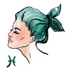 Pisces Zodiac Sign Ink And Watercolor Fashion Sticker
