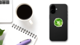 Pisces Zodiac Sign On Green Watercolor Sticker on a Phone (New) example