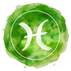 Pisces Zodiac Sign On Green Watercolor Sticker