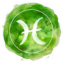 Pisces Zodiac Sign On Green Watercolor Sticker