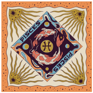 Pisces Zodiac Sign Square Horoscope Sticker