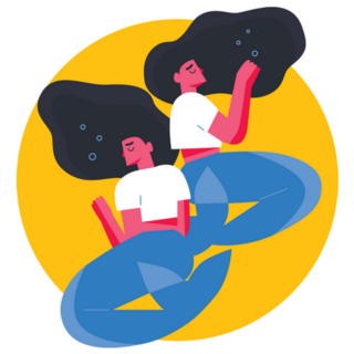 Pisces Zodiac Sign Two Magic Female Characters Sticker