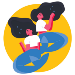 Pisces Zodiac Sign Two Magic Female Characters Sticker