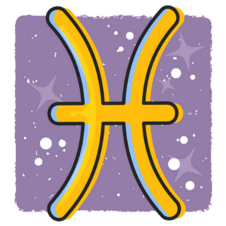 Pisces - Zodiac Sign Yellow Cartoon Symbol Sticker