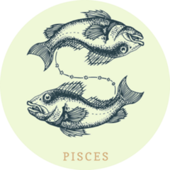 Pisces Zodiac Symbol Hand Drawn In Engraving Sticker