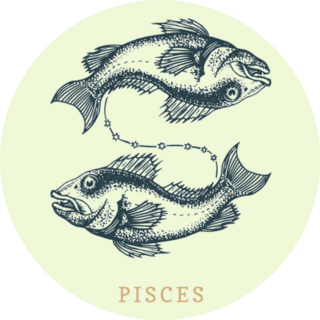 Pisces Zodiac Symbol Hand Drawn In Engraving Sticker