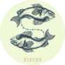 Pisces Zodiac Symbol Hand Drawn In Engraving Sticker