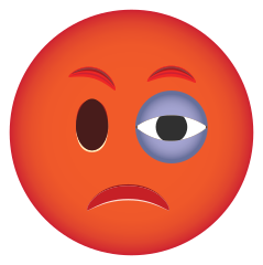 Pissed Off Phone Emoji with Black Eye Sticker